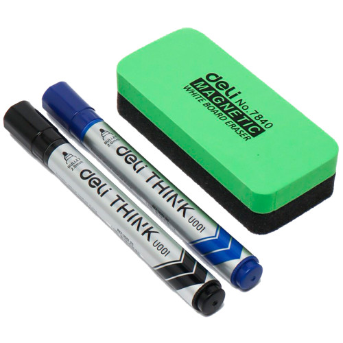 НАБОР МАРКЕРЫ И ГУБКА ДЛЯ ДОСКИ, DELI 