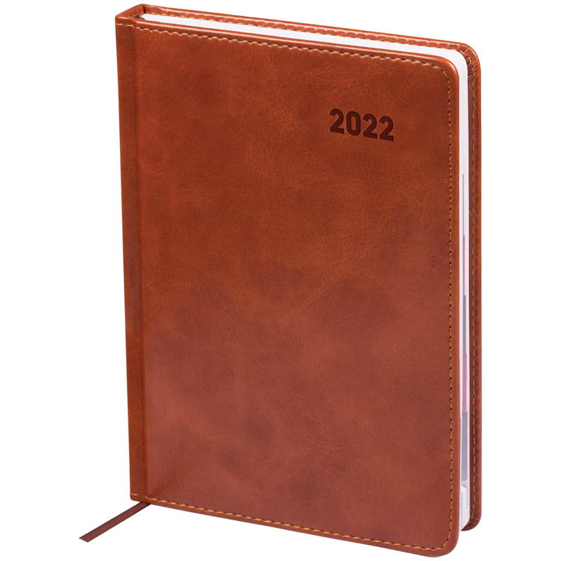 Ежедневник датированный 2022г. с вырубкой, A5, 176л., кожзам, OfficeSpace 