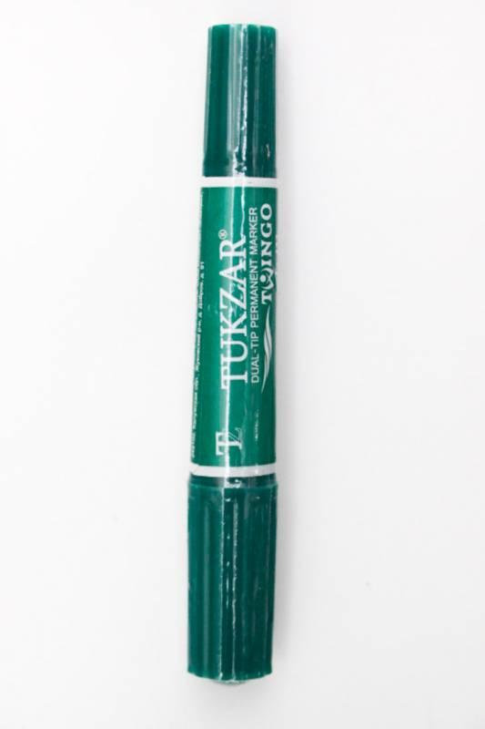 Маркер двухсторонний перманентный зеленый цвет.Tukzar