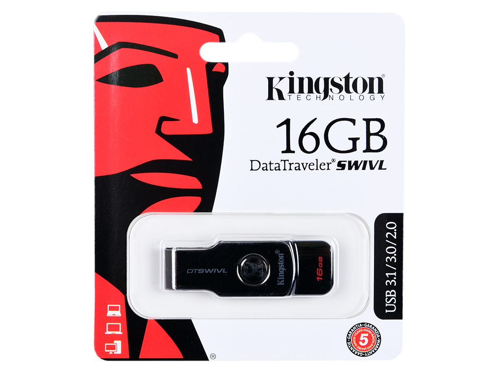 Флешка USB Kingston DataTraveler Swivl, 16GB, Черный