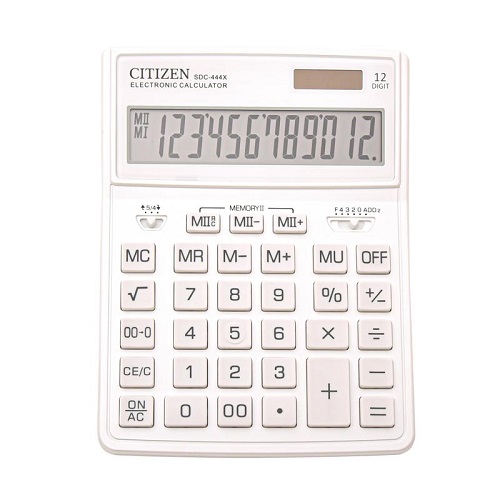 Калькулятор настольный полноразмерный Citizen SDC-444WH 12-разрядный белый