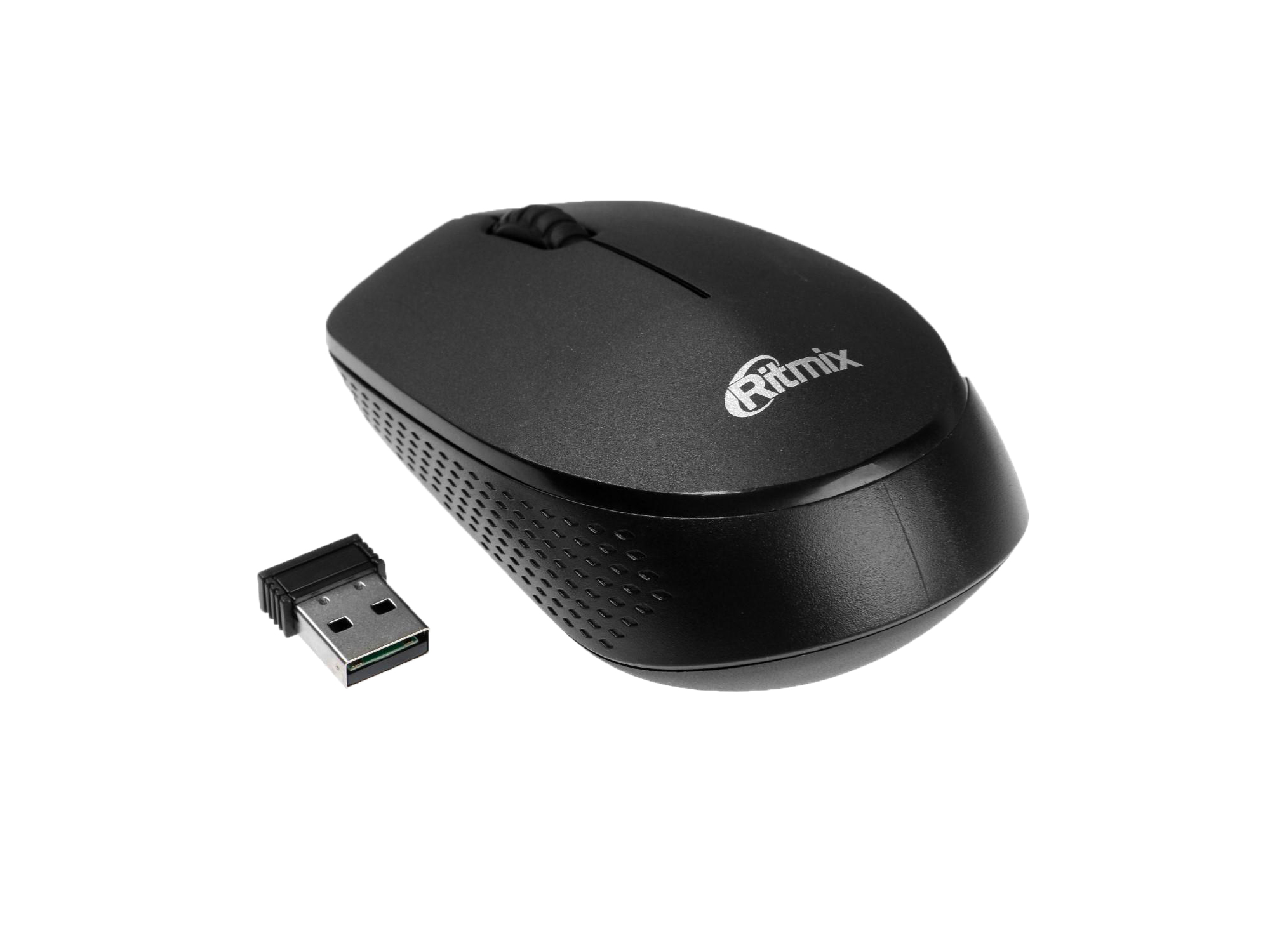 Мышь Ritmix RMW-502, Черный Mouse Wireless Optical Mouse, USB, 1200dpi, 2+1 buttons, 2AAA, black