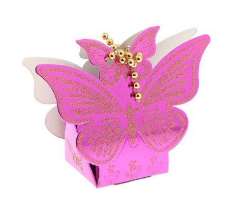 Коробка подарочная  сборная бабочка 16-12-6 см малиновый