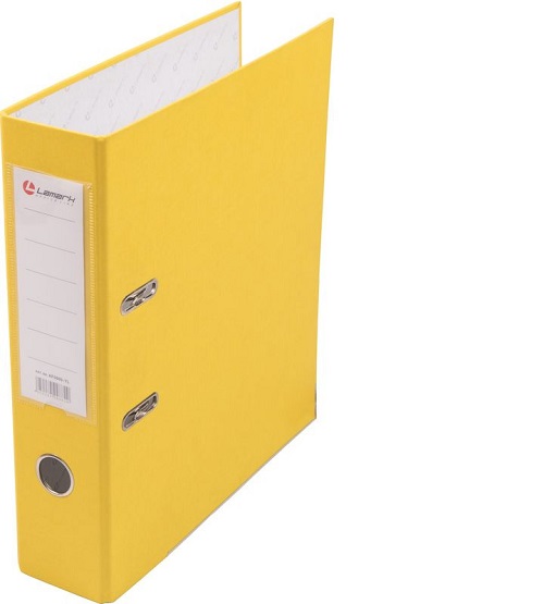 Папка-регистратор Lamark PP корешок 80 мм. металлическая окантовка, карман на корешке, желтая