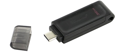 Флешка USB Kingston DT70, 32GB, цвет черный, USB-C 3.2