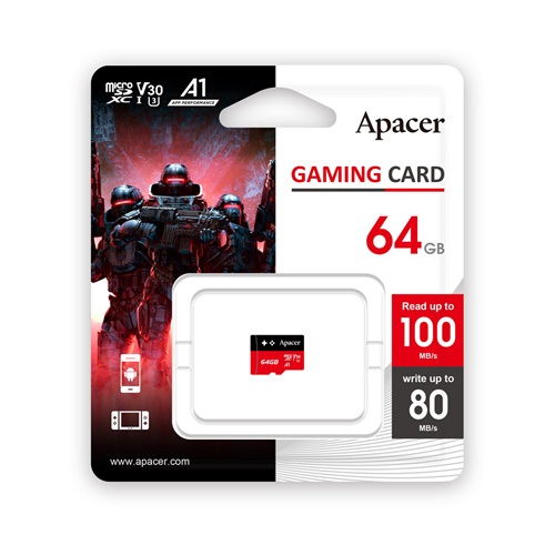 Карта памяти, Apacer, AP64GMCSX10U7-RAGC, MicroSDXC 64GB