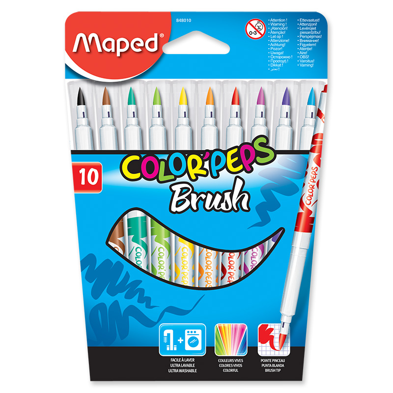 Фломастеры-кисти 10цв смываемые Color`Peps Brush Maped