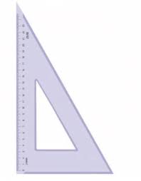 Треугольник пластик 23см 30/60  прозрачный тонированный.