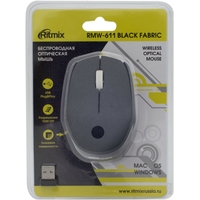 Мышь Ritmix RMW-611 Black Fabric, Черный  USB