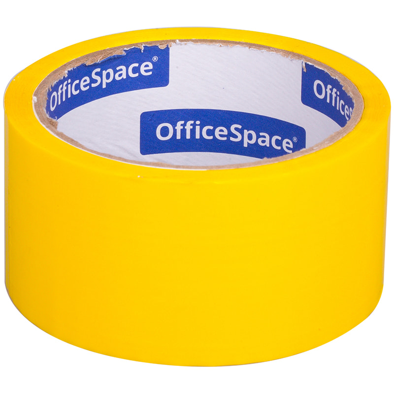 Клейкая лента упаковочная OfficeSpace, 48 мм. х 40 метров, 45 мкм, желтая, ШК