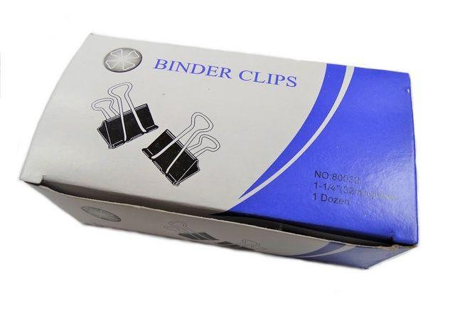 Зажимы для бумаг, 32 мм, по 12 шт в уп BINDER CLIPS