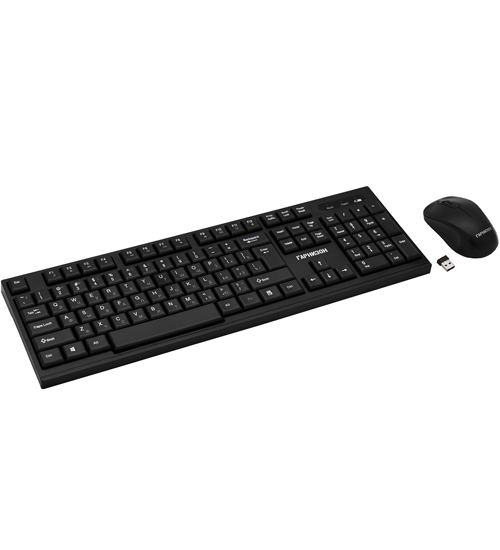 Клавиатура и мышь Гарнизон, USB, GKS-110, беспроводная, 104 клавиши, русс./лат., цвет черный