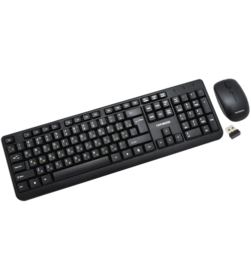 Клавиатура и мышь, USB, Гарнизон GKS-100 KeyBoard + mouse, wireless, Гарнзон 104 keys, rus/lat, blac