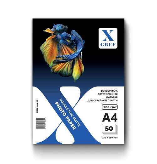 MD200-A4-50 Фотобумага для струйной печати X-GREE Матовая Двусторонняя A4*210x297мм/50л/200г NEW (20