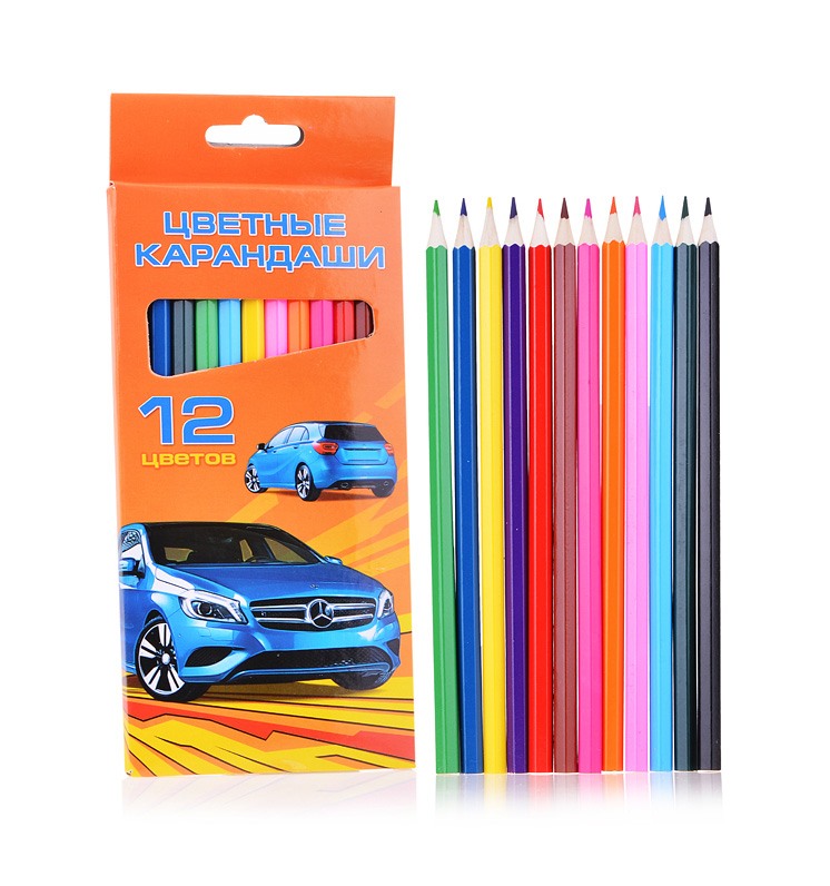 Цветные карандаши Hatber 12 цветов, Автопанорама